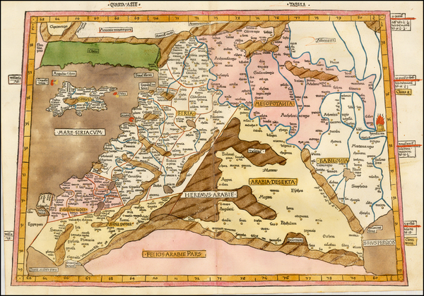 48-Cyprus, Middle East, Holy Land and Turkey & Asia Minor Map By Claudius Ptolemy / Johann Reg