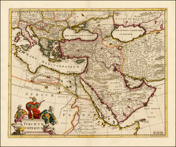 7-Turkey, Mediterranean, Middle East and Turkey & Asia Minor Map By Frederick De Wit