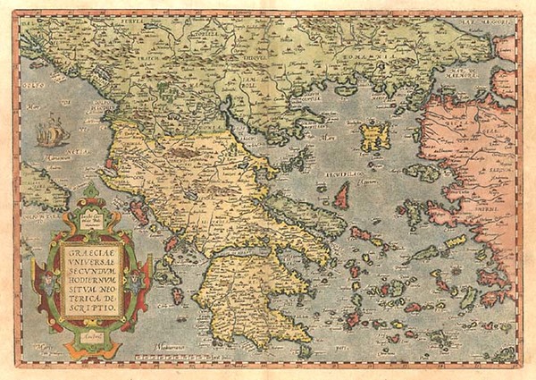 42-Europe, Balkans, Balearic Islands and Greece Map By Abraham Ortelius