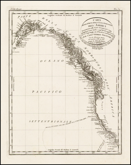 39-Alaska, California and Canada Map By George Vancouver