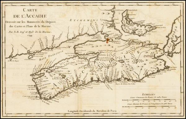 27-Canada Map By Jacques Nicolas Bellin