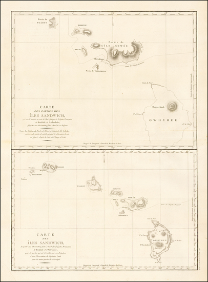 10-Hawaii and Hawaii Map By Jean Francois Galaup de La Perouse