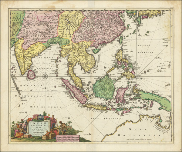 30-India, Southeast Asia, Philippines, Indonesia and Australia Map By Nicolaes Visscher I