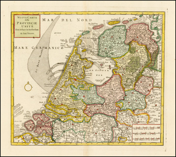 65-Netherlands Map By Giambattista Albrizzi