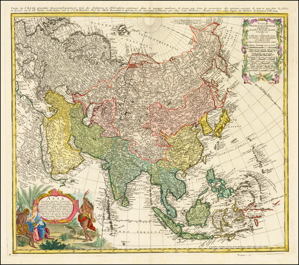 0-Asia and Asia Map By Homann Heirs / Johann Matthaus Haas