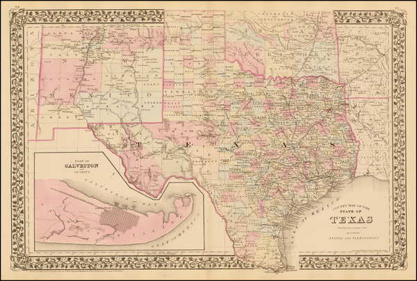 18-Texas Map By Samuel Augustus Mitchell Jr.