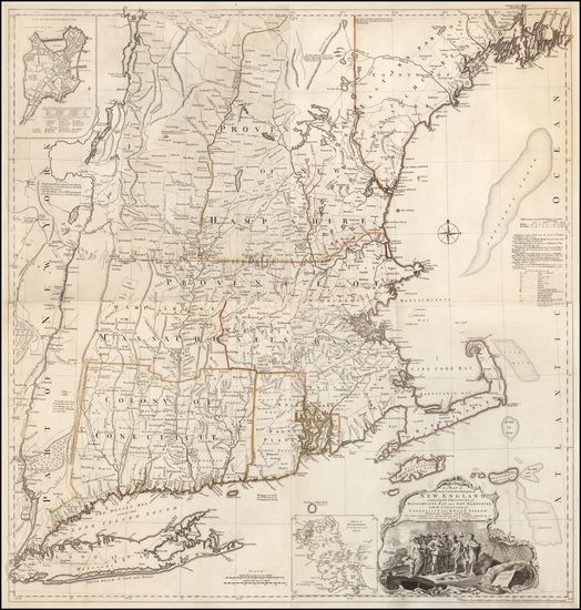 64-New England Map By Thomas Jefferys / Bradock Mead