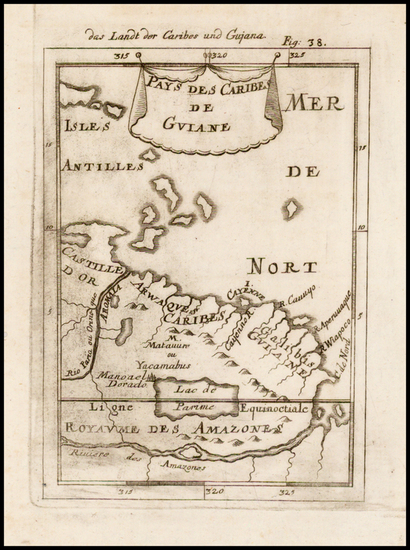 61-Caribbean and South America Map By Alain Manesson Mallet