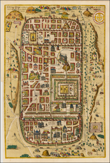 57-Holy Land Map By Georg Braun  &  Frans Hogenberg