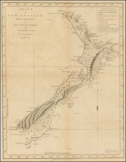 62-New Zealand Map By James Cook