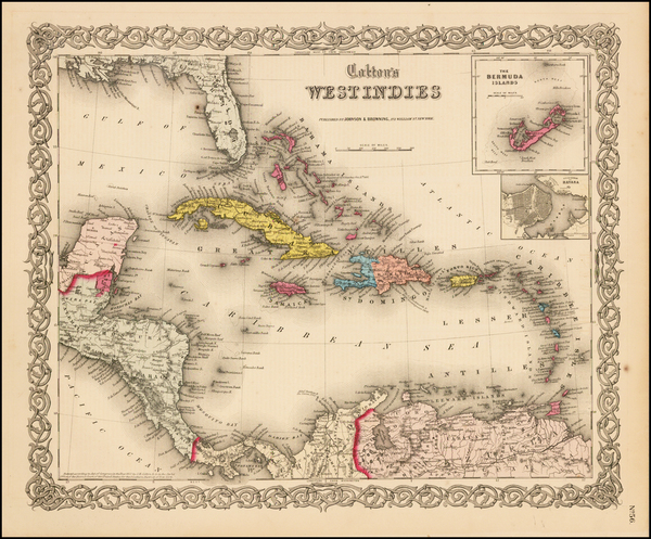 97-Caribbean and Central America Map By Joseph Hutchins Colton