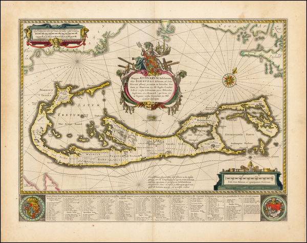 63-Atlantic Ocean and Caribbean Map By Willem Janszoon Blaeu