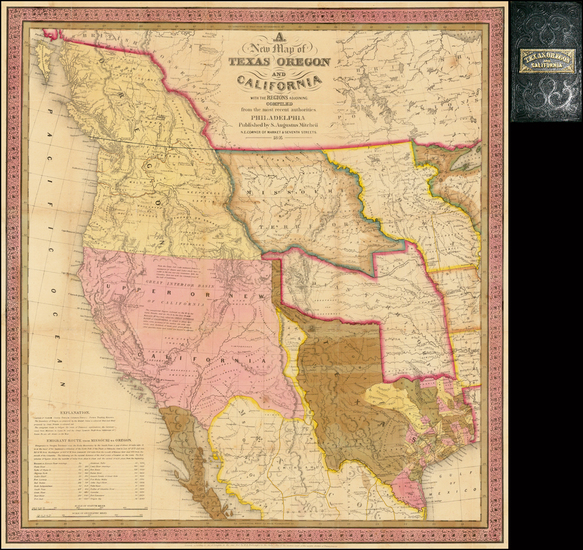 90-Texas, Rocky Mountains and California Map By Samuel Augustus Mitchell