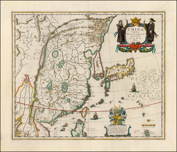 93-China, Japan and Korea Map By Willem Janszoon Blaeu