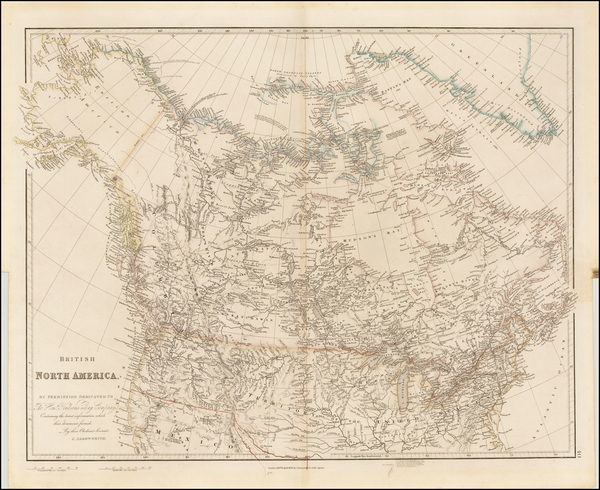 67-Plains, Rocky Mountains, Alaska and Canada Map By John Arrowsmith