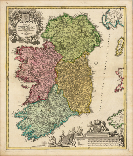 4-Ireland Map By Johann Baptist Homann