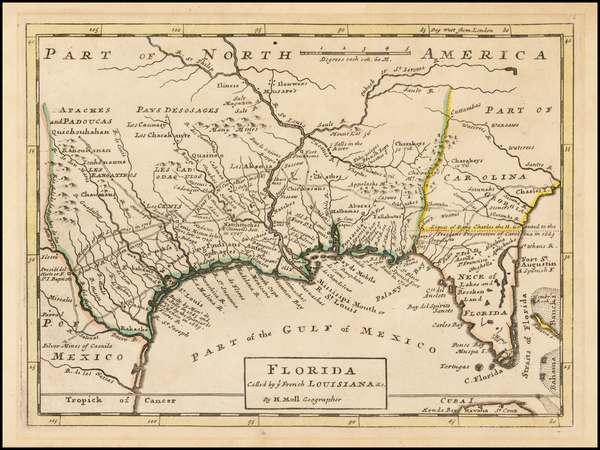 86-South, Southeast and Texas Map By Herman Moll