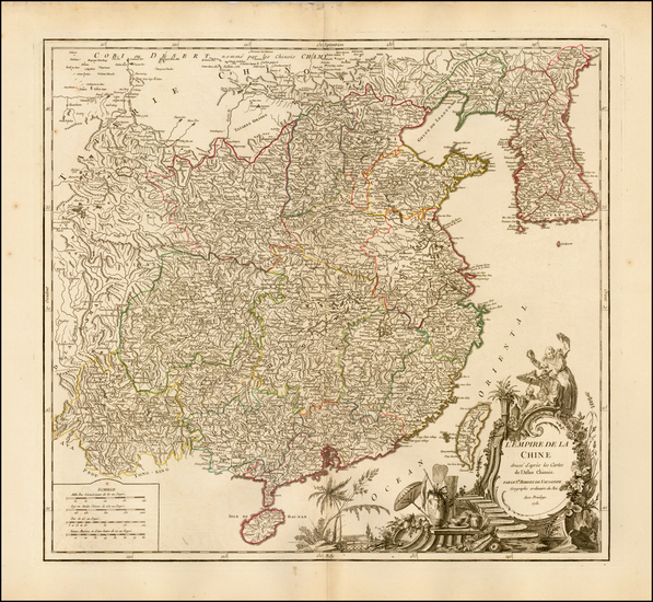 67-China and Korea Map By Gilles Robert de Vaugondy