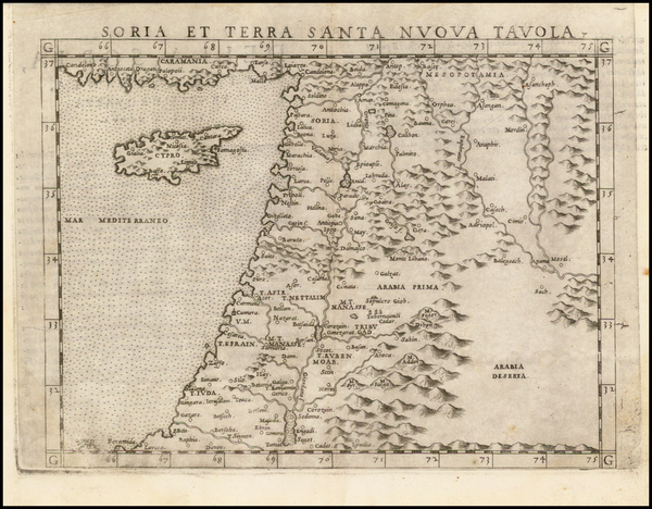 45-Middle East, Holy Land and Balearic Islands Map By Girolamo Ruscelli