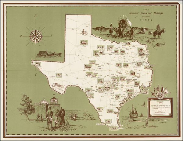 94-Texas Map By Edward Muegge Schiwetz