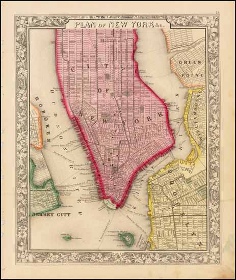 47-New York City Map By Samuel Augustus Mitchell Jr.