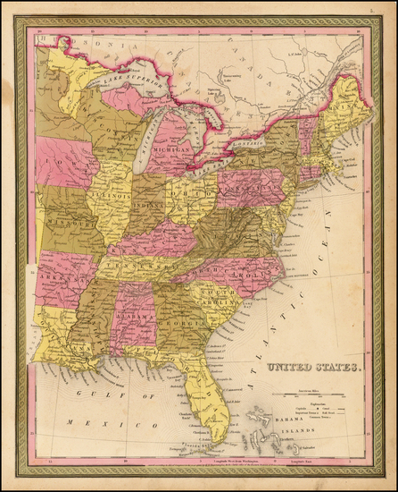 61-United States Map By Samuel Augustus Mitchell