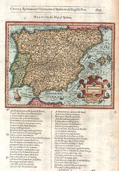 32-Europe, Spain and Portugal Map By Jodocus Hondius / Samuel Purchas