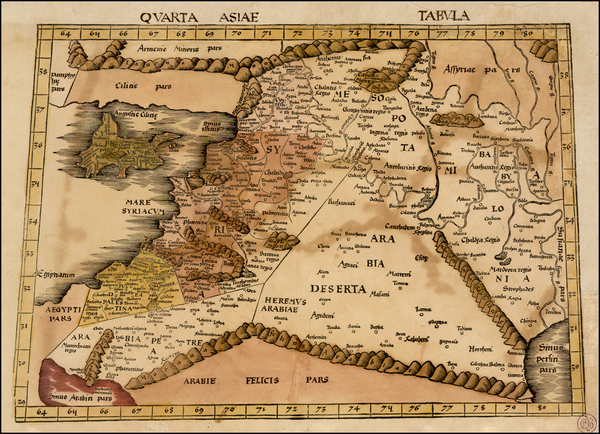 37-Middle East, Holy Land and Balearic Islands Map By Martin Waldseemüller