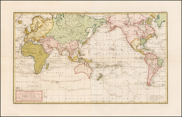 85-World, World and Pacific Map By Franz Anton Schraembl