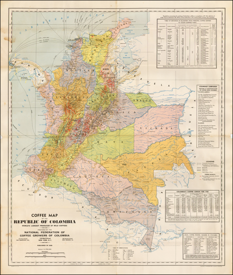 36-South America Map By National Federation of Coffee Growers of Colombia