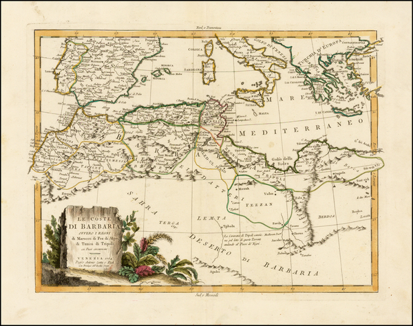 28-Mediterranean and North Africa Map By Antonio Zatta