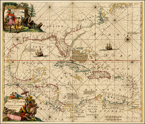 72-Florida, South, Southeast, Caribbean and Central America Map By Louis Renard