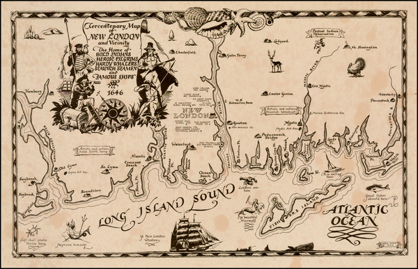 29-Connecticut and Pictorial Maps Map By Harve Stein