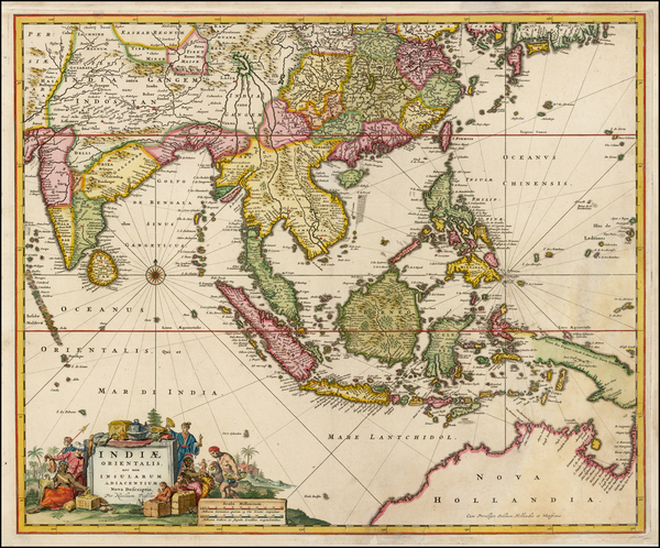 36-China, India, Southeast Asia and Australia Map By Nicolaes Visscher I