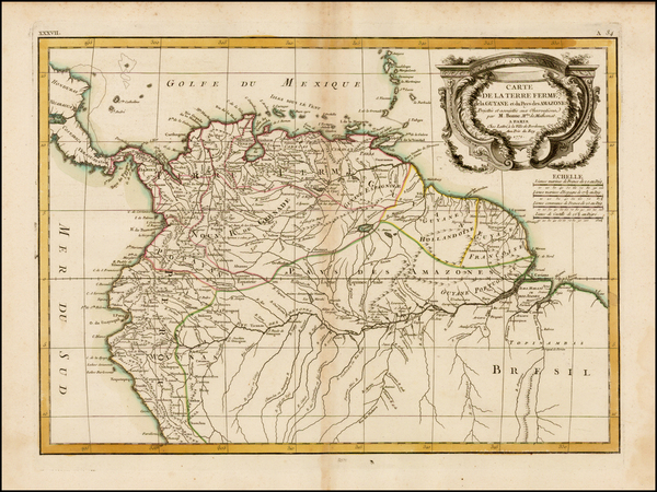 58-South America and Guianas & Suriname Map By Rigobert Bonne / Jean Lattré