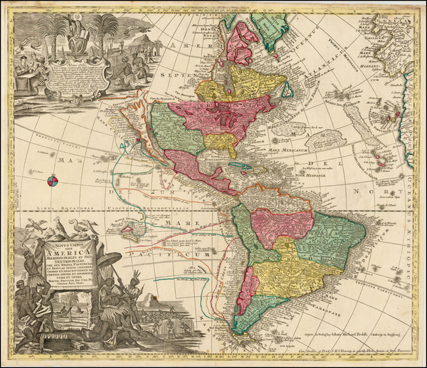 17-South America and America Map By Matthaus Seutter / Johann Michael Probst