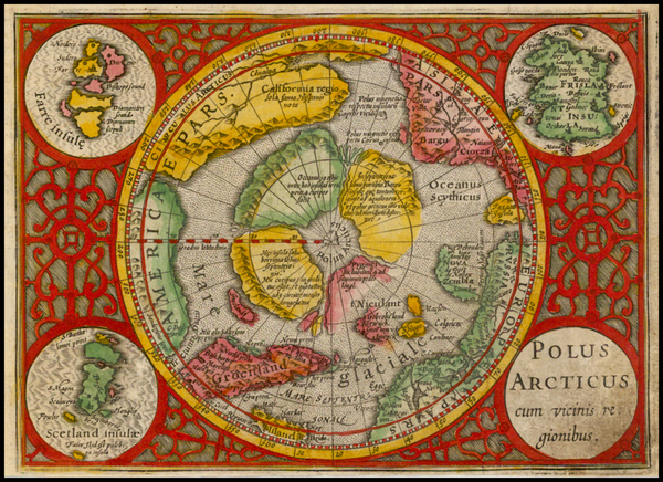 73-Northern Hemisphere, Polar Maps and Alaska Map By  Gerard Mercator