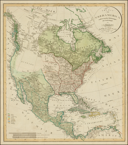 77-United States, Southeast, North America and Canada Map By Christian Gottlieb Reichard