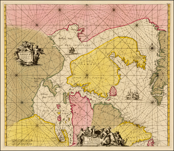 3-Polar Maps, Atlantic Ocean and Canada Map By Frederick De Wit