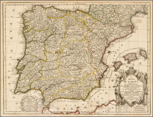 39-Spain and Portugal Map By Jean-Baptiste Nolin