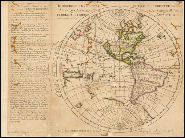 56-World and Western Hemisphere Map By Pierre Moullart-Sanson