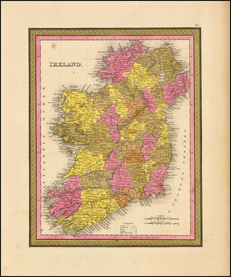 65-Ireland Map By Samuel Augustus Mitchell