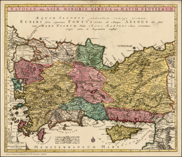 51-Turkey, Turkey & Asia Minor, Balearic Islands and Greece Map By Johann Michael Probst