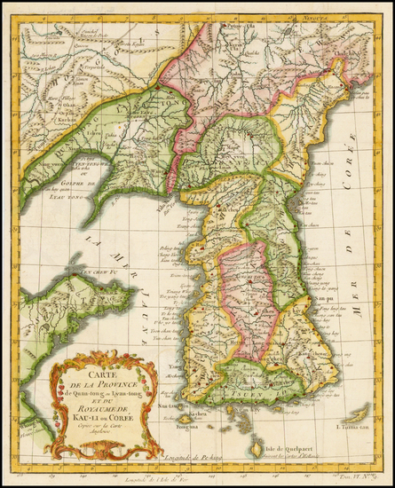 82-Korea Map By Jacques Nicolas Bellin