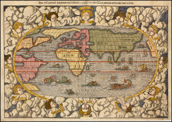 41-World and World Map By Sebastian Munster