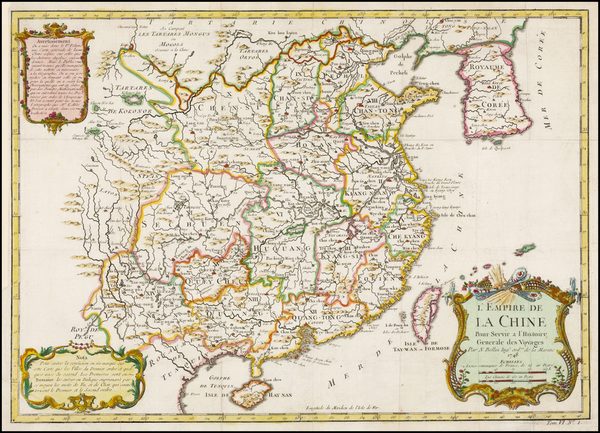 64-China and Korea Map By Jacques Nicolas Bellin