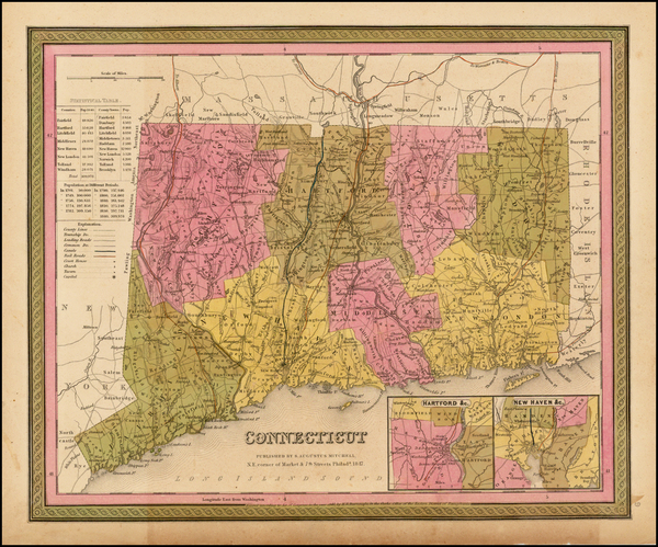 82-New England Map By Samuel Augustus Mitchell