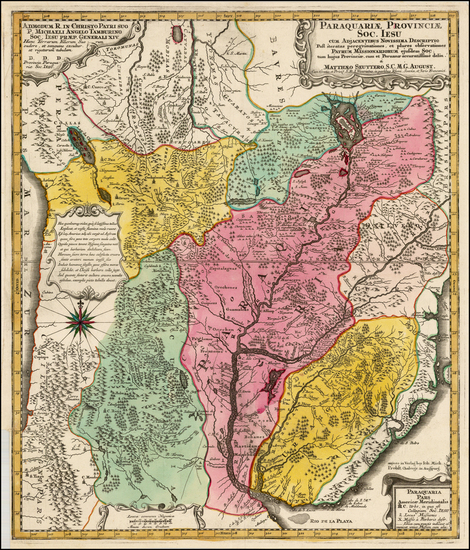 39-South America, Brazil, Paraguay & Bolivia and Uruguay Map By Johann Michael Probst