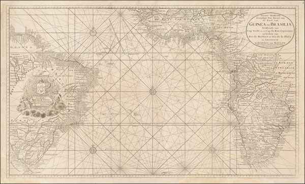 75-Atlantic Ocean, South America, Africa and West Africa Map By Gerard Van Keulen