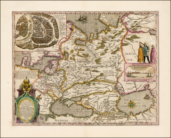 7-Poland, Russia, Ukraine, Baltic Countries and Russia in Asia Map By Hessel Gerritsz